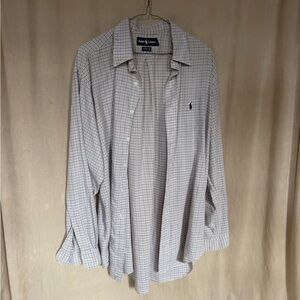 Ralph Lauren Men's White and Black Plaid Shirt 16 34/35